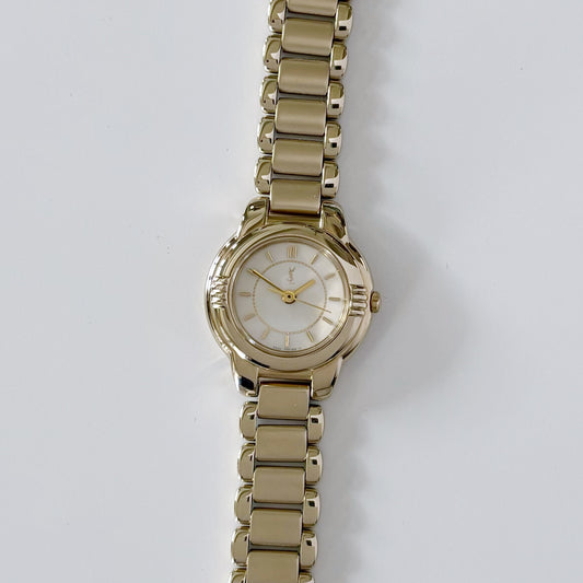 Yves Saint Laurent 1990s Gold Plated Round Watch