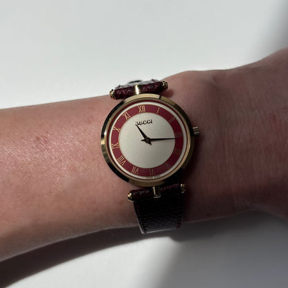 Gucci 1990s Round Dial Red Gold Plated Watch (Large)