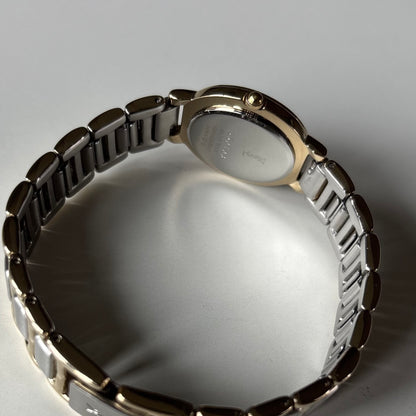 Yves Saint Laurent 1990s Round Dial Two Tone Gold Plated Watch