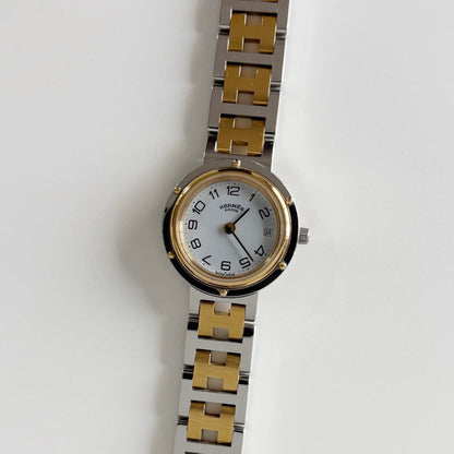 Hermes 1990s Clipper Date Two Tone Watch