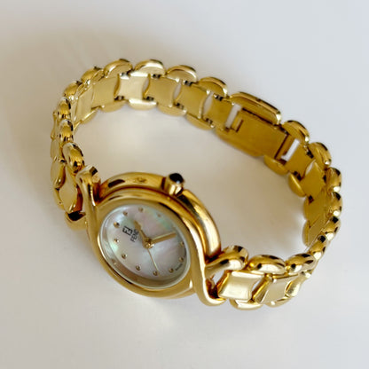 Fendi 1990s Seashell Dial Gold Plated Watch