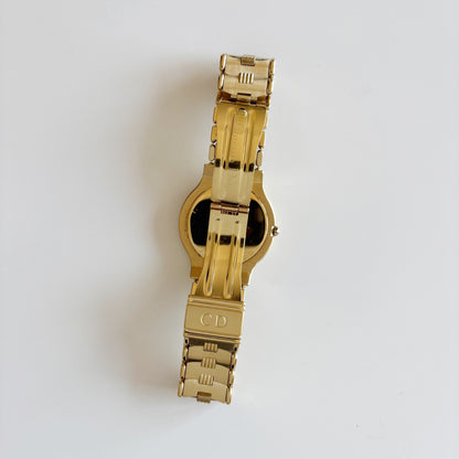 Dior 1990s Date Round Dial Gold Plated Watch (Large)