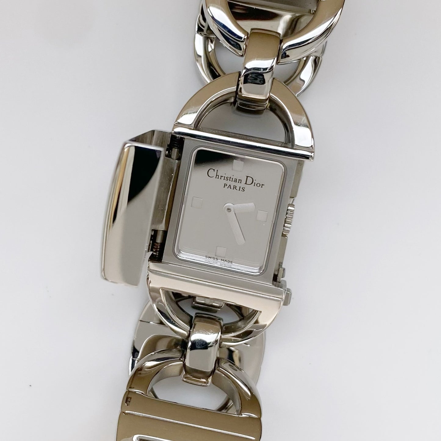 Dior Early 2000s Pandiora Mirrored Silver Watch