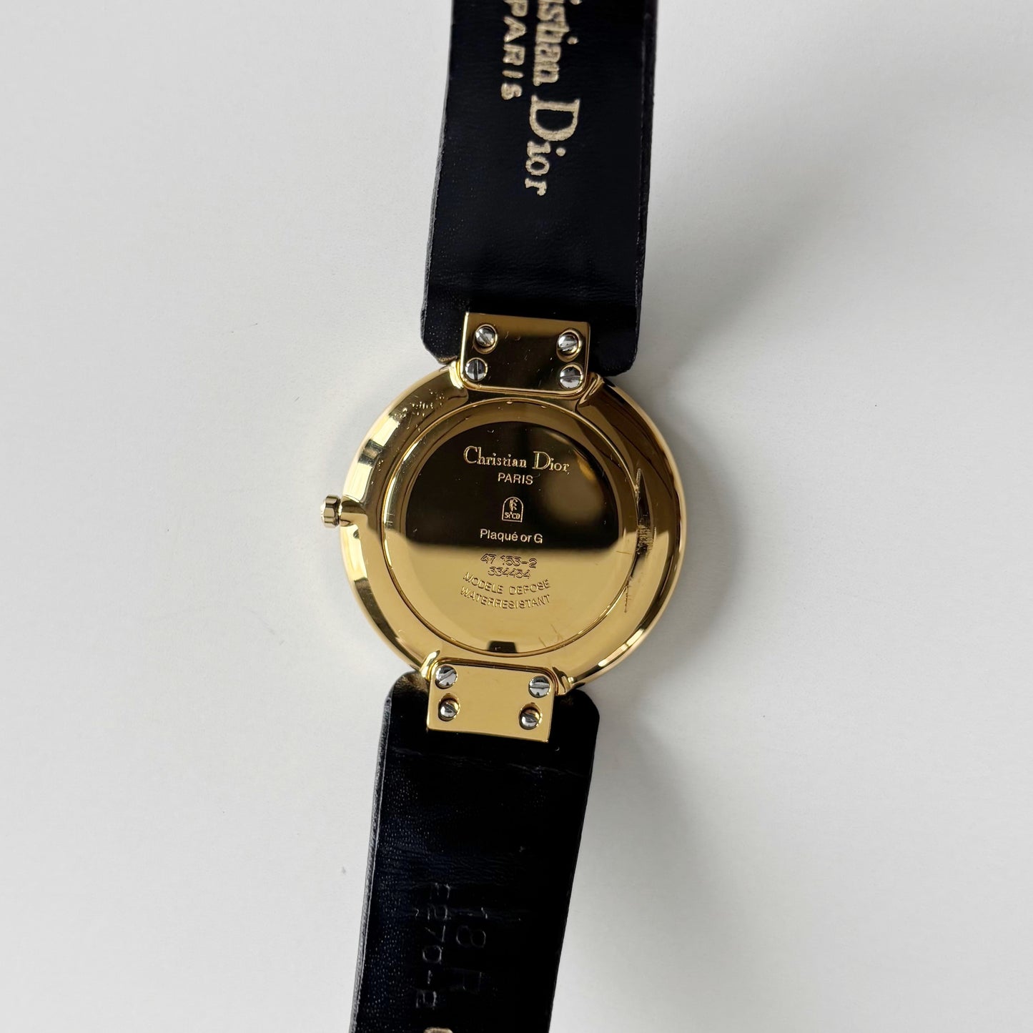 Dior 1990s Black Round Dial Gold Plated Watch (Large)