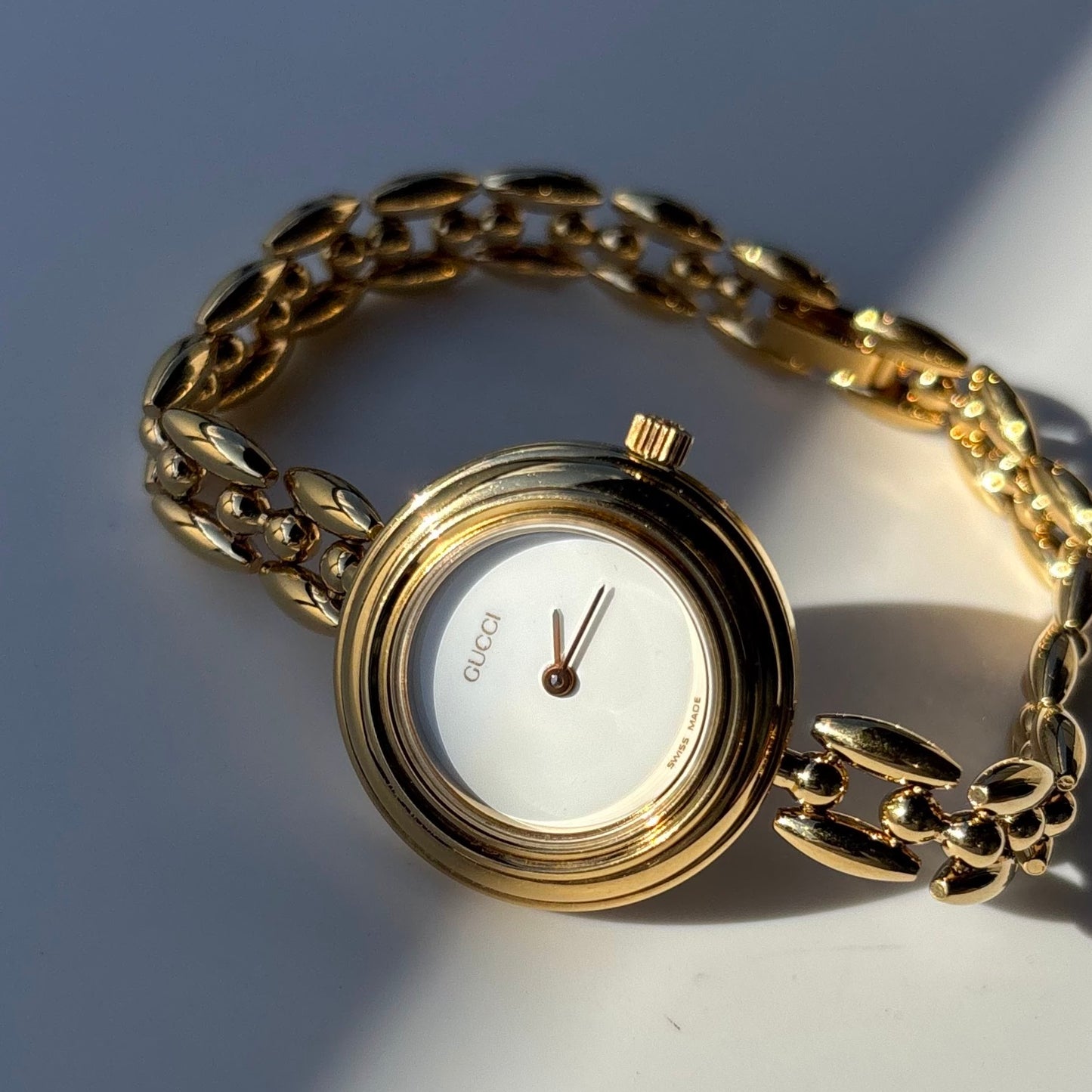 Gucci 1990s Interchangeable Bezel Gold Plated Watch with 6 bezels, case (167mm)