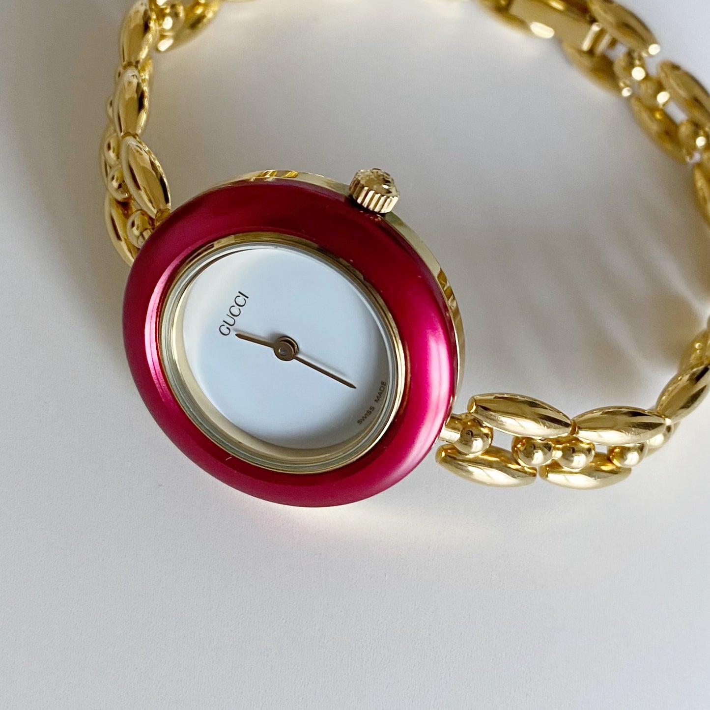 Gucci 1990s Interchangeable Bezel Gold Plated Watch with 6 bezels, case (160mm)