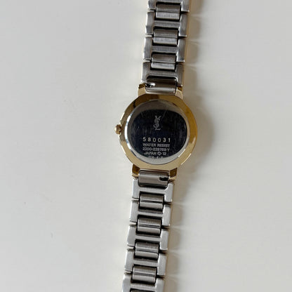 Yves Saint Laurent 1990s Cream Round Dial Two-Tone Gold-Plated Watch