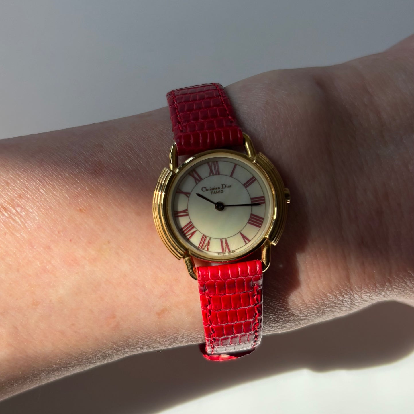 Dior 1990s Seashell Dial Gold Plated Watch