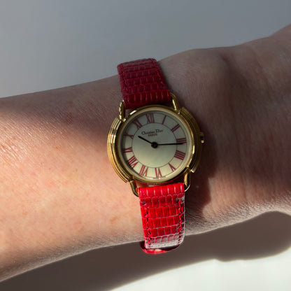 Dior 1990s Seashell Dial Gold Plated Watch