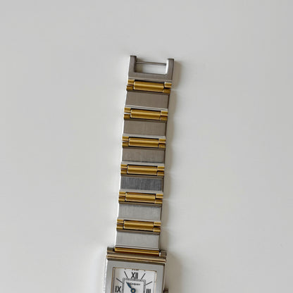 Yves Saint Laurent 1990s Square Dial Two Tone Gold Plated Watch