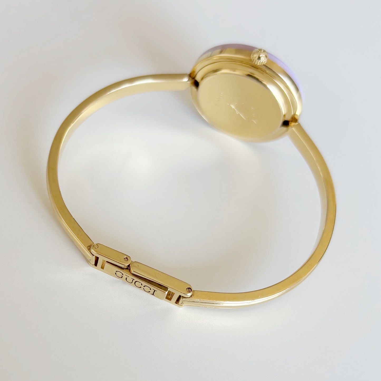 Gucci 1990s Interchangeable Bezel Gold Plated Bangle Watch with 12 bezels, case