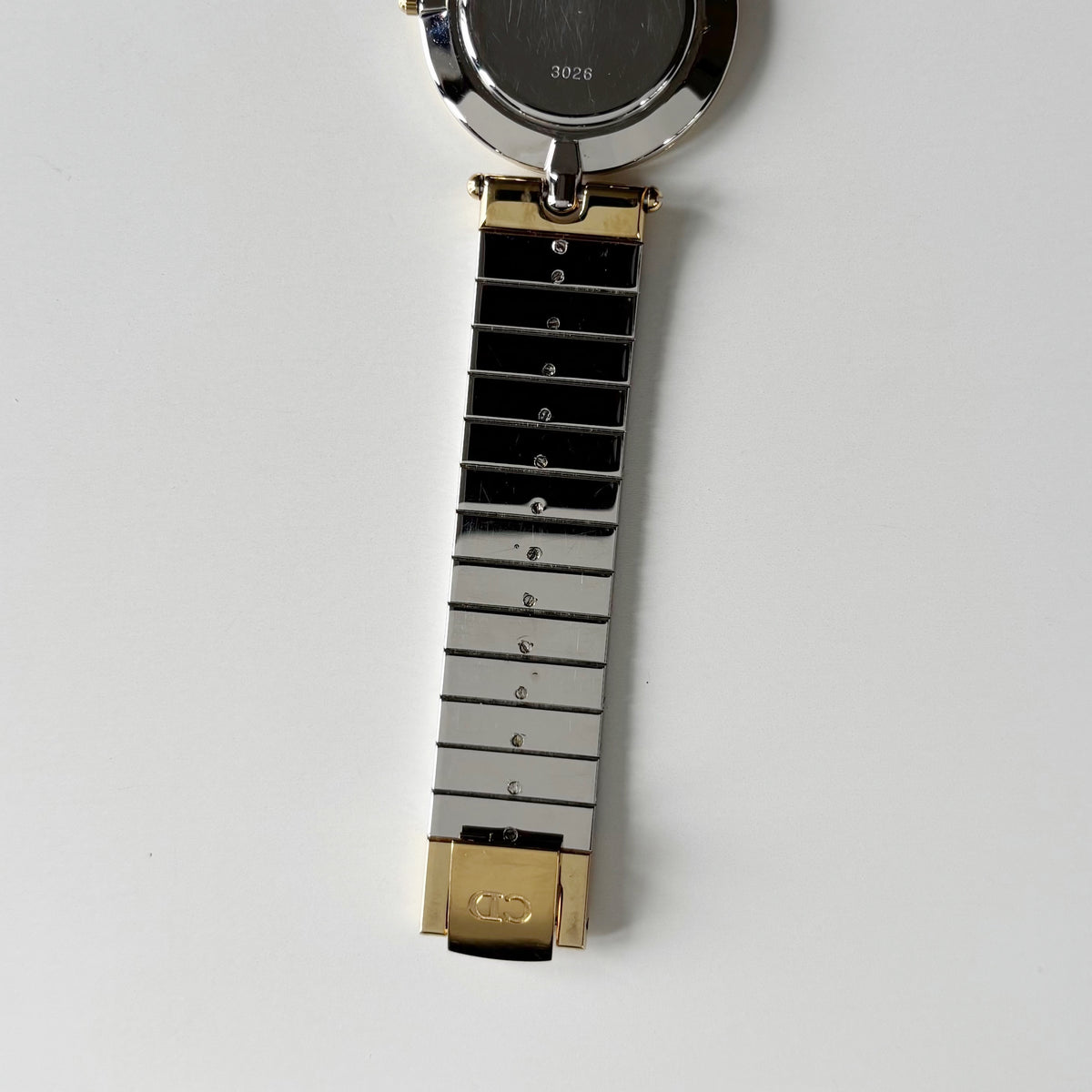 Dior 1990s Black Round Dial Two Tone Gold Plated Watch (Large)