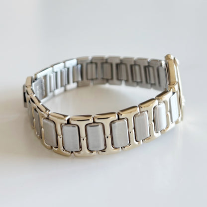 Yves Saint Laurent 1990s Black Dial Two Tone Watch