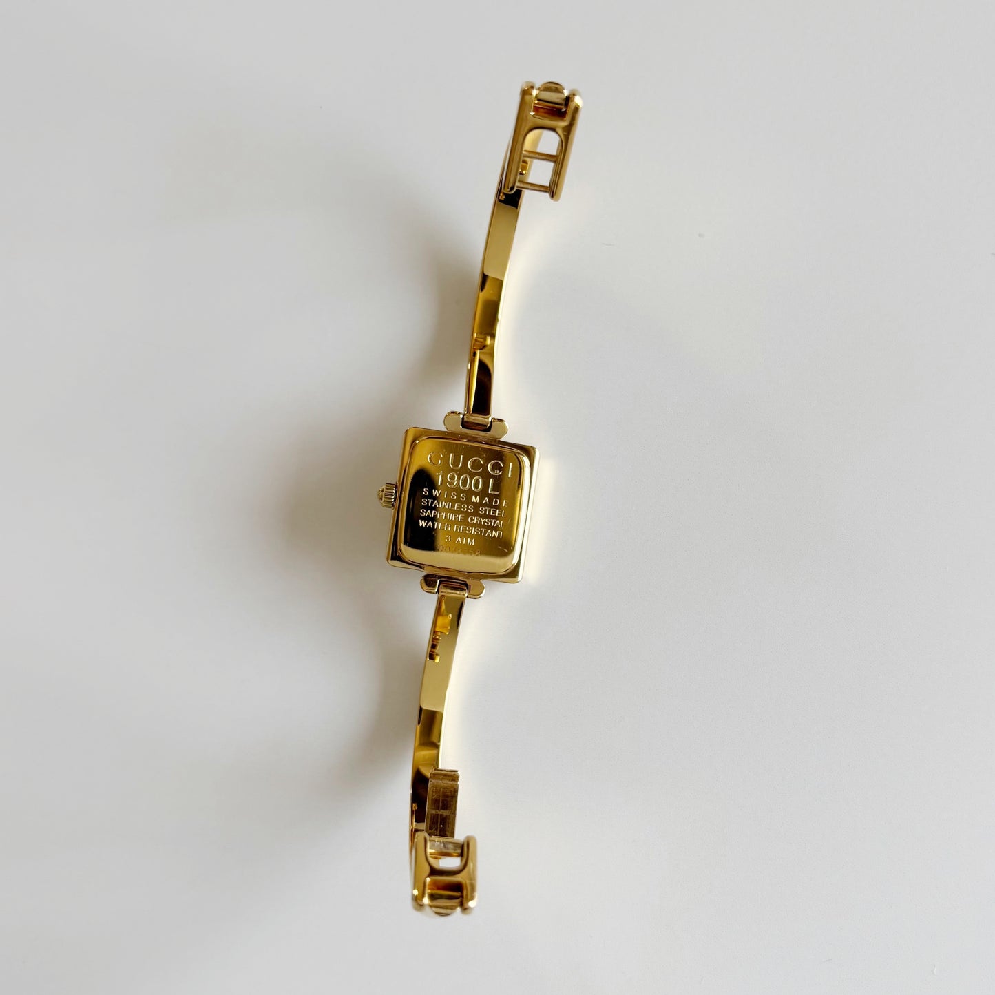 Gucci 1990s Square Dial Gold Plated Bangle Watch