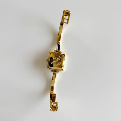Gucci 1990s Square Dial Gold Plated Bangle Watch