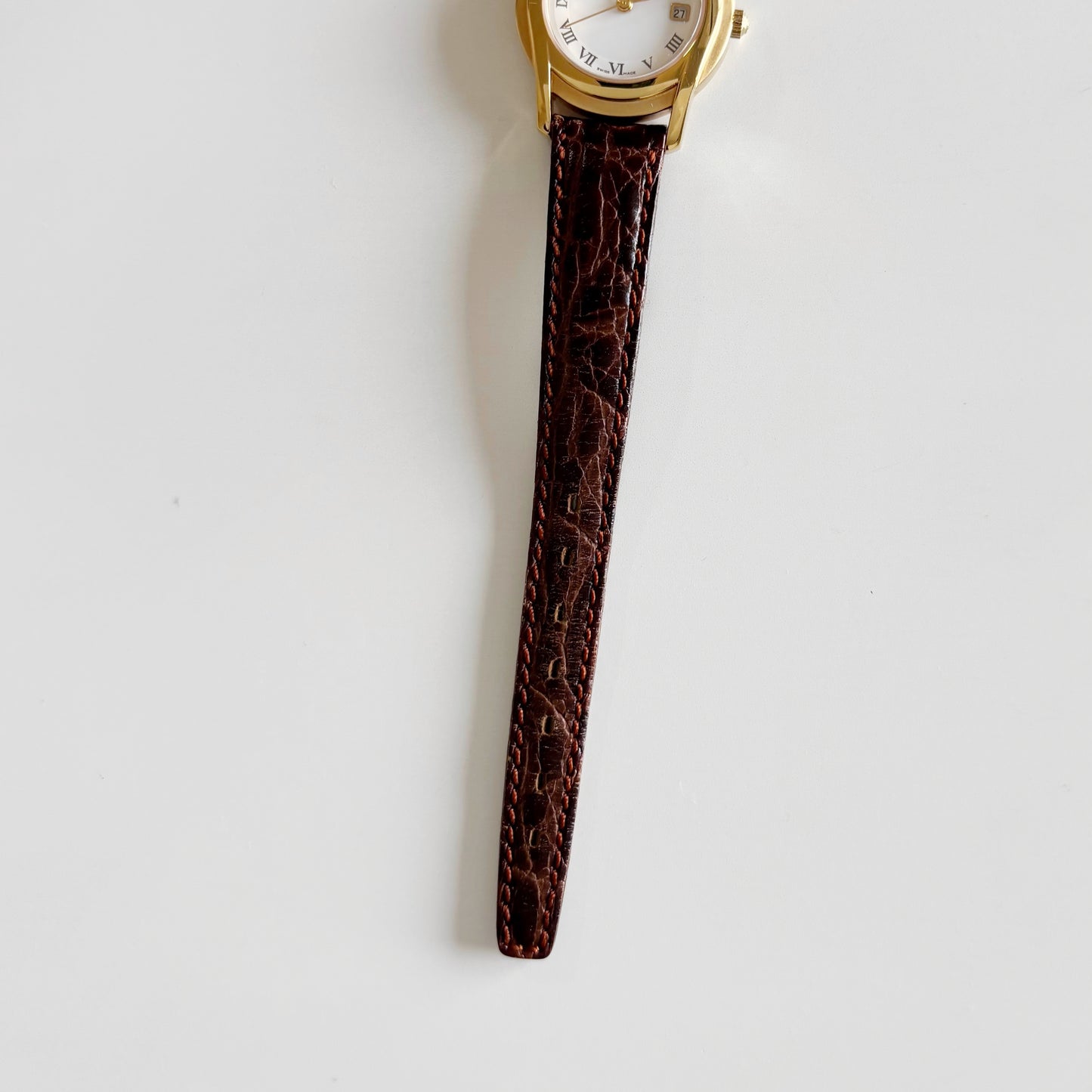 Gucci 1990s Date Round Dial Gold Plated Watch