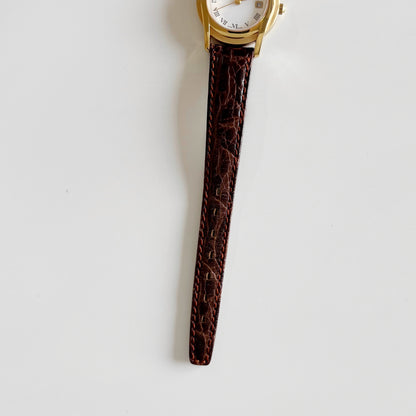 Gucci 1990s Date Round Dial Gold Plated Watch