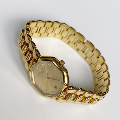 Dior 1990s Octagon Gold Plated Watch