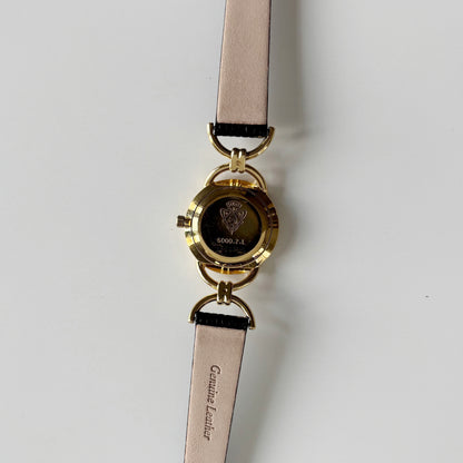 Gucci 1990s Round Dial Horsebit Gold Plated Watch