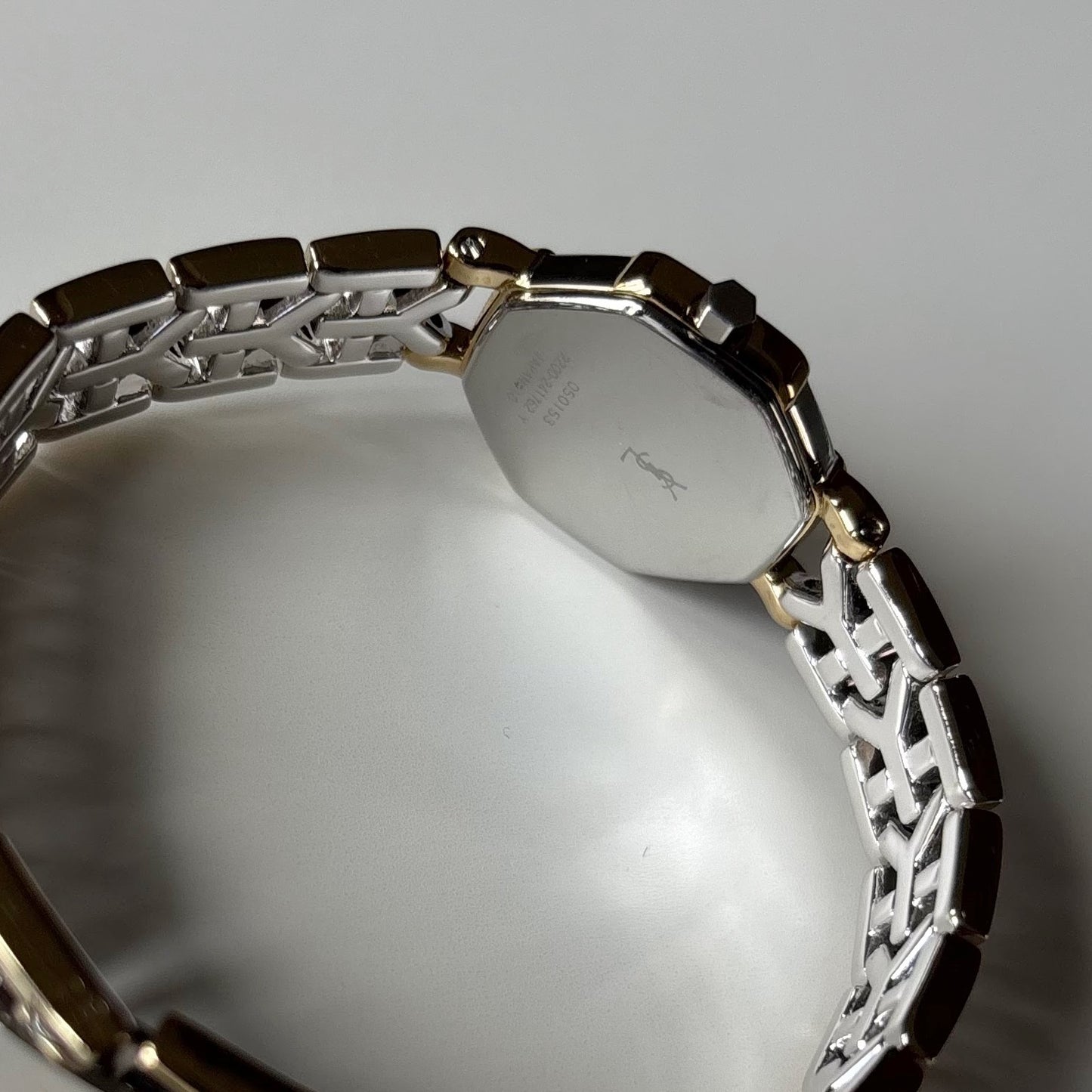 Yves Saint Laurent 1990s Octagon Gold Plated Two Tone Watch