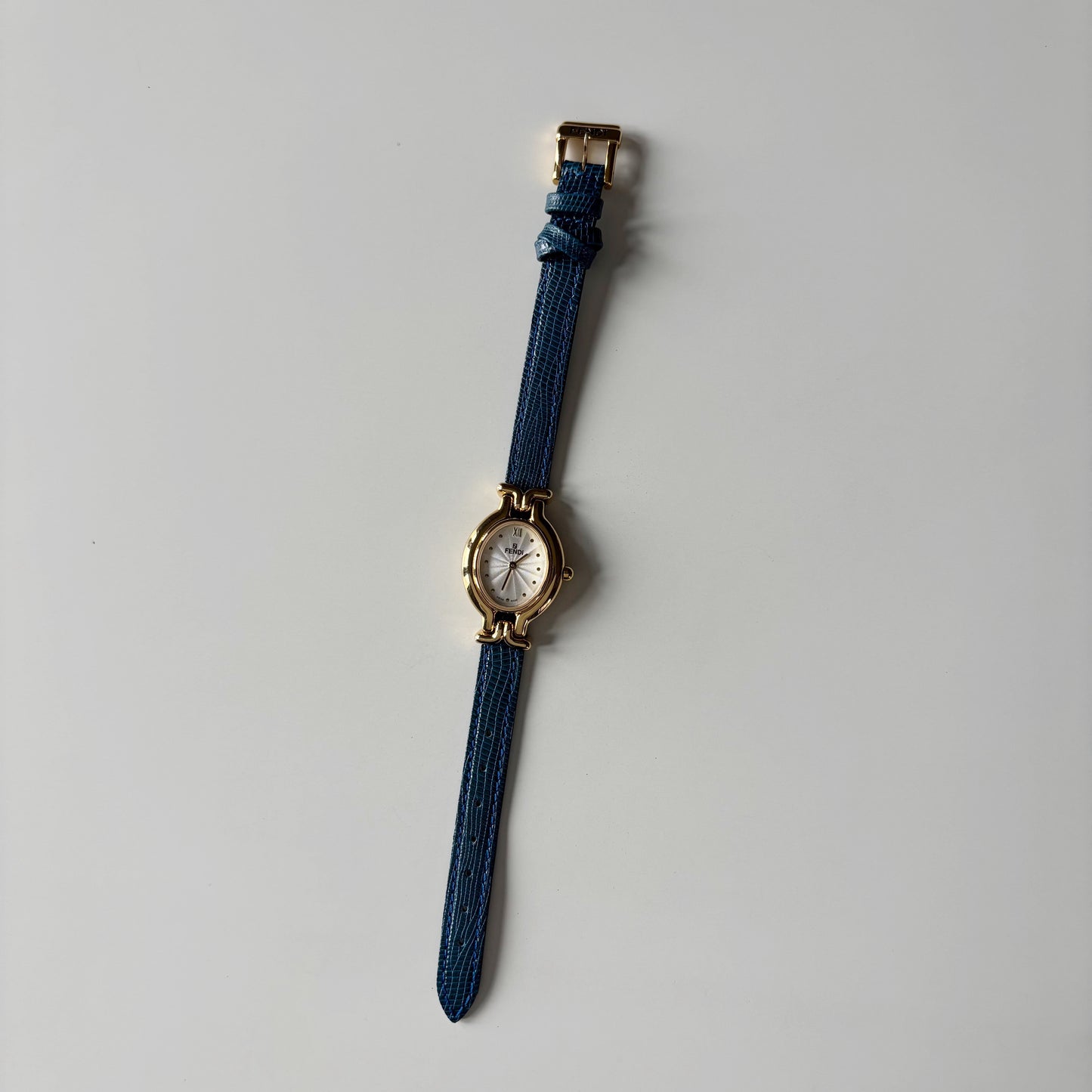 Fendi 1990s Interchangeable Strap Gold Plated Watch with 5 straps, case