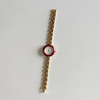 Gucci 1990s Interchangeable Bezel Gold Plated Rice Chain Watch (165mm)
