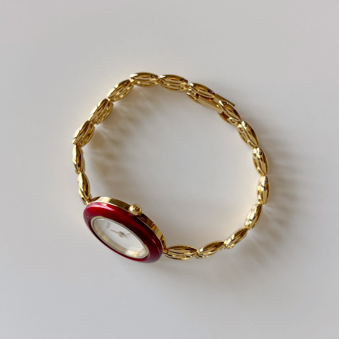 Gucci 1990s Interchangeable Bezel Gold Plated Rice Chain Watch with case, 6 bezels (160mm)