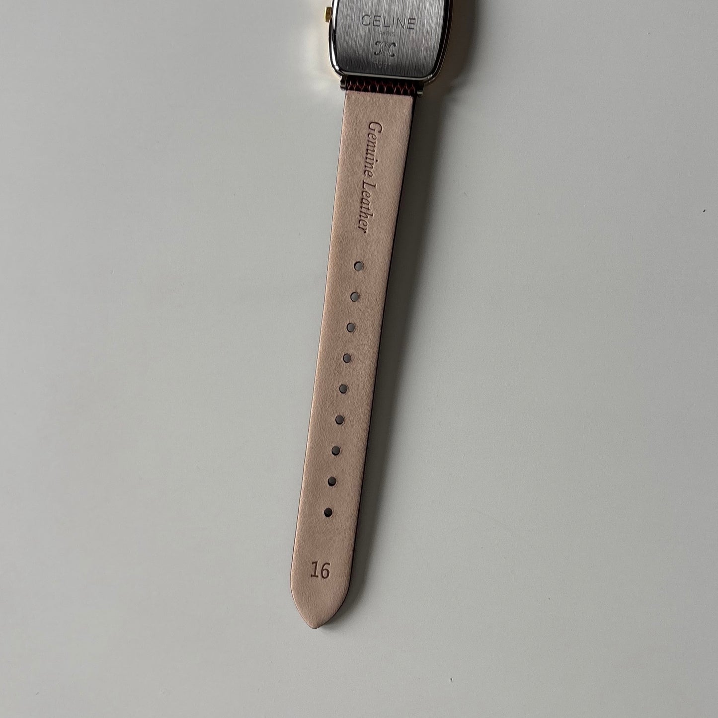 Celine 1980s Rectangular Dial Two Tone Watch (Large)