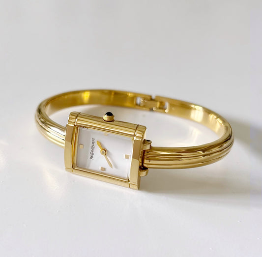 Yves Saint Laurent 1990s Gold Plated Bangle Watch