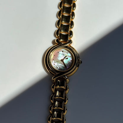 Fendi 1990s Seashell Dial Gold Plated Watch