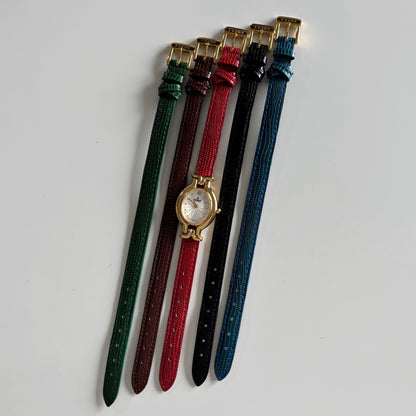 Fendi 1990s Interchangeable Strap Gold Plated Watch with 5 straps, case