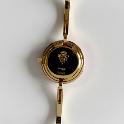 Gucci 1990s Interchangeable Bezel Gold Plated Bangle Watch with 12 bezels, case