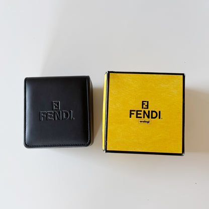 Fendi 1990s Seashell Dial Two Time Zone Gold Plated Bangle Watch
