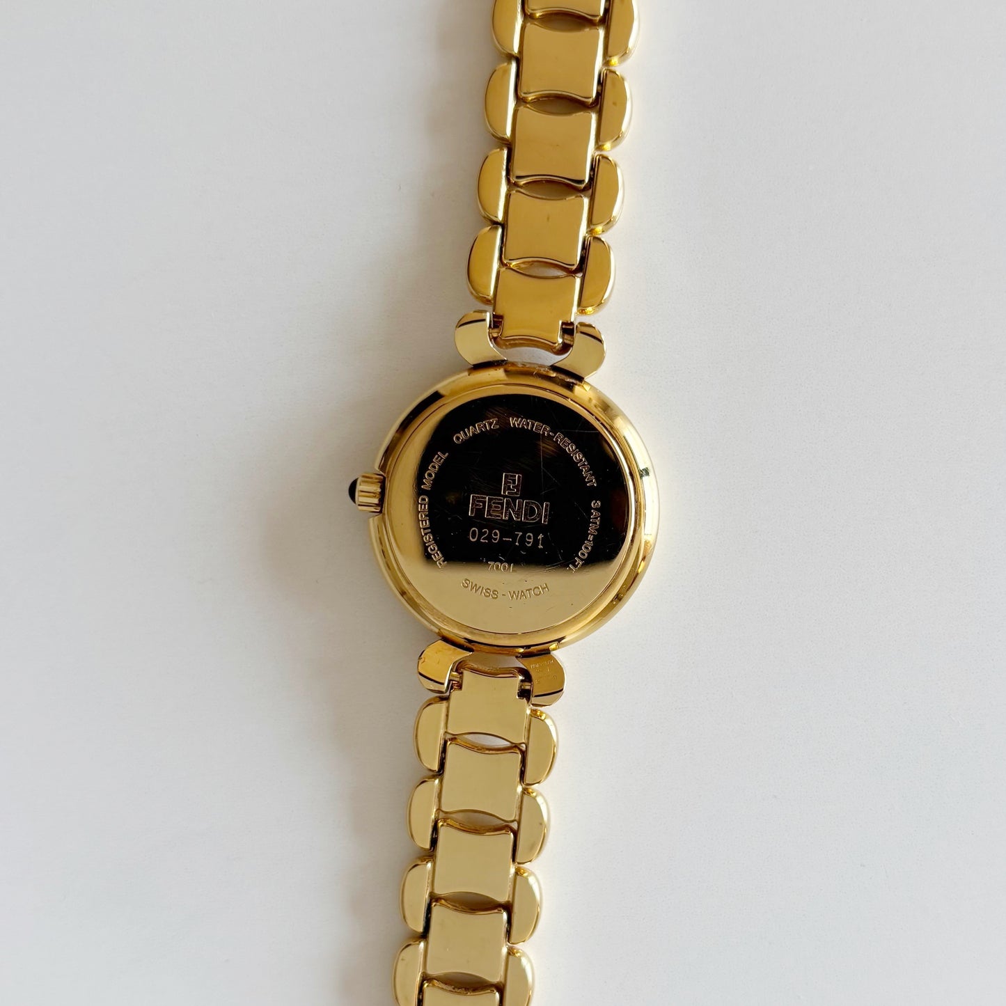 Fendi 1990s Seashell Dial Gold Plated Watch