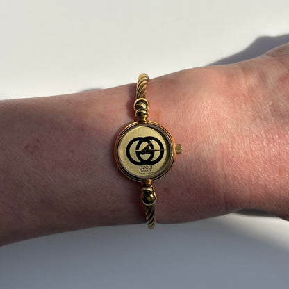 Gucci 1980s Round Dial Cable Band Bangle Watch