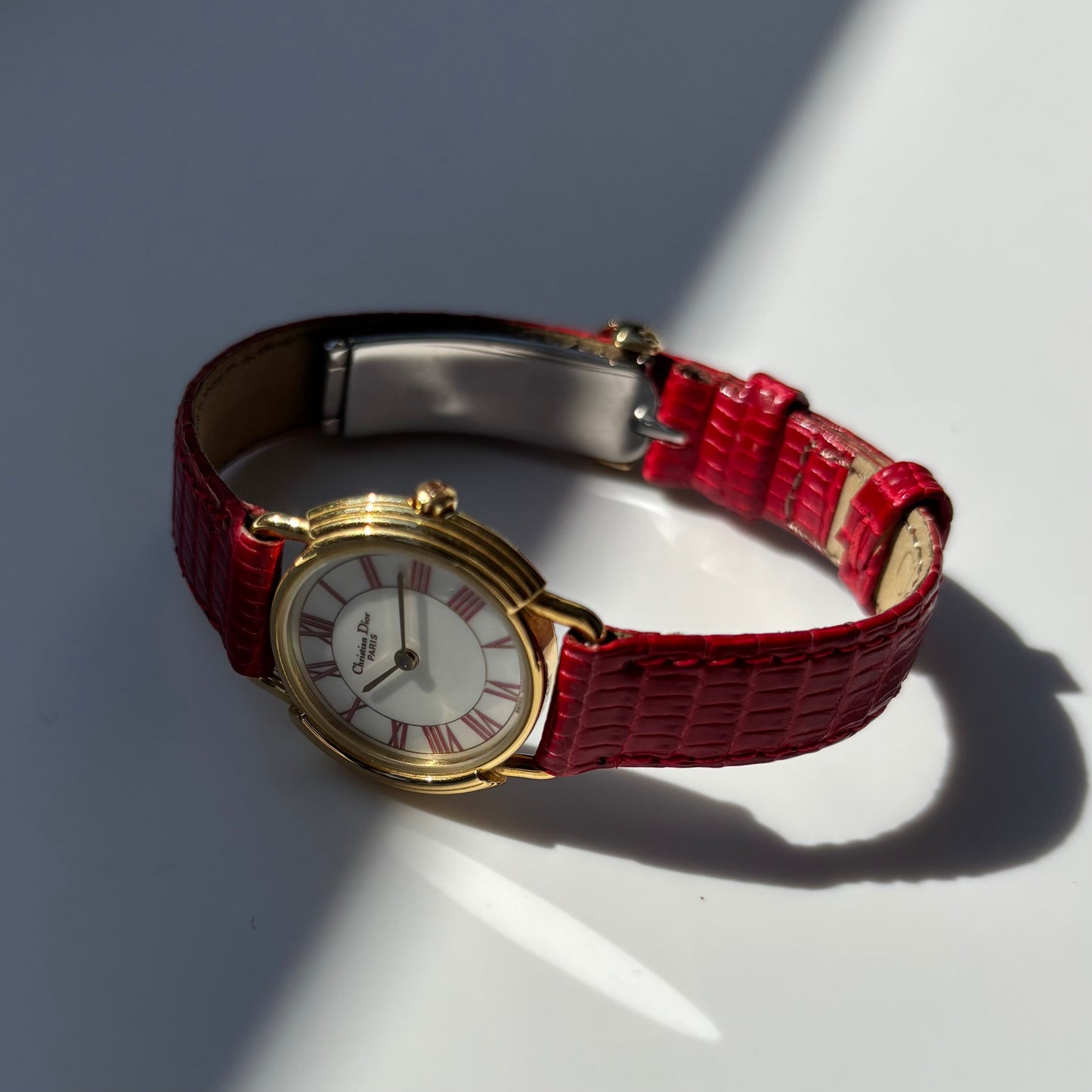 Dior 1990s Seashell Dial Gold Plated Watch