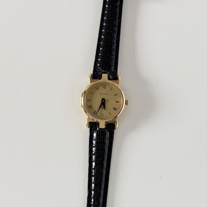 Gucci 1990s Round Dial Gold Plated Watch