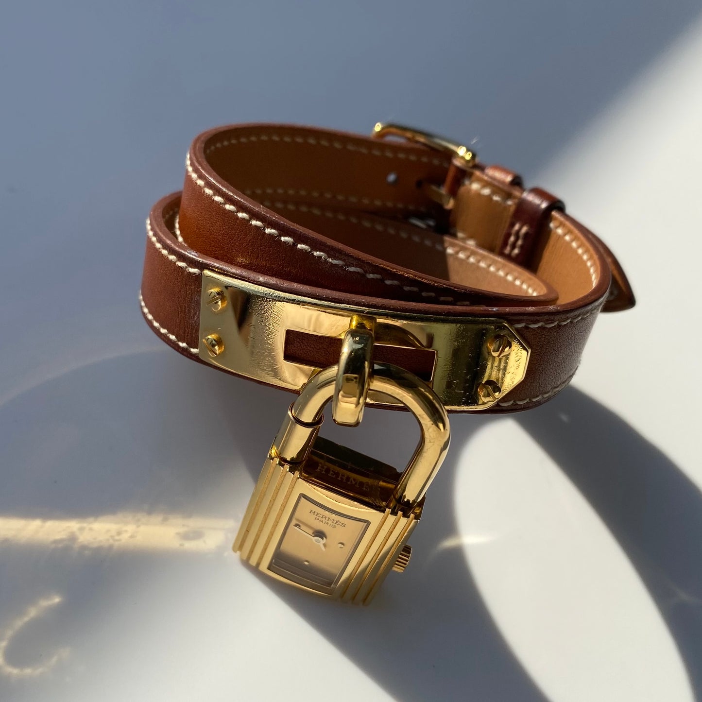Hermes 1990s Kelly Gold Plated Watch