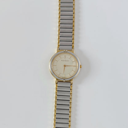 Yves Saint Laurent 1990s Round Dial Gold Plated Two Tone Watch (Large)