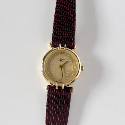 Dior 1990s Gold Plated Round Watch