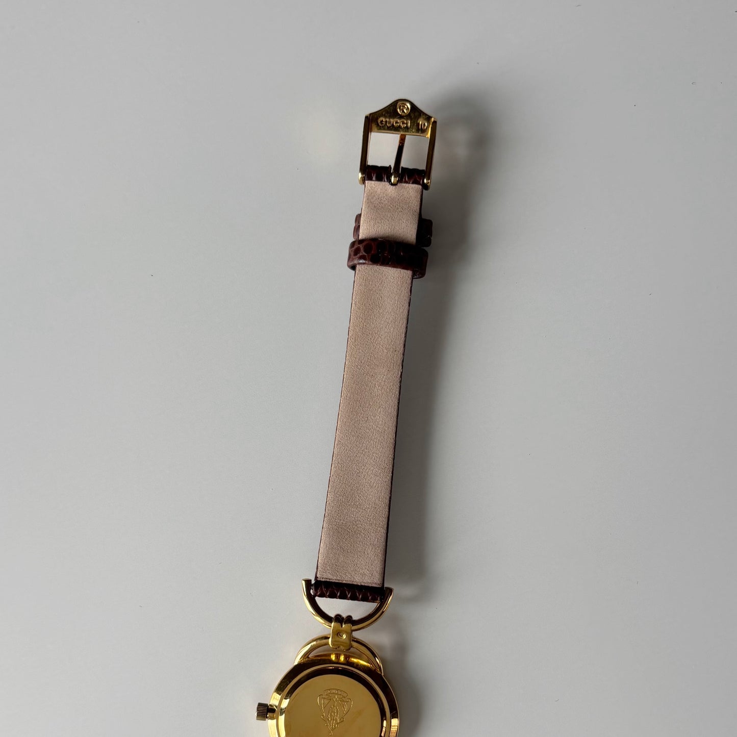 Gucci 1980s Cream Dial Gold Plated Horsebit Watch
