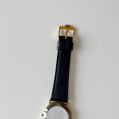 Celine 1990s Seashell Round Dial Gold Plated Watch (Large)