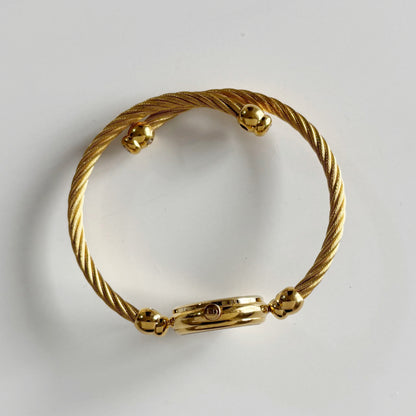 Gucci 1990s Gold Plated Cable Bangle Watch