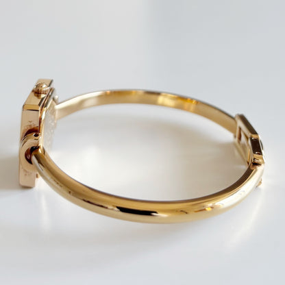 Gucci 1990s Seashell Square Dial Gold Plated Bangle Watch