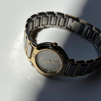 Yves Saint Laurent 1990s Round Dial Two Tone Watch