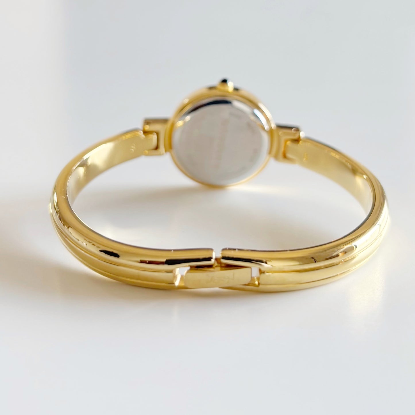 Yves Saint Laurent 1990s Seashell Dial Gold Plated Bangle Watch (Small)