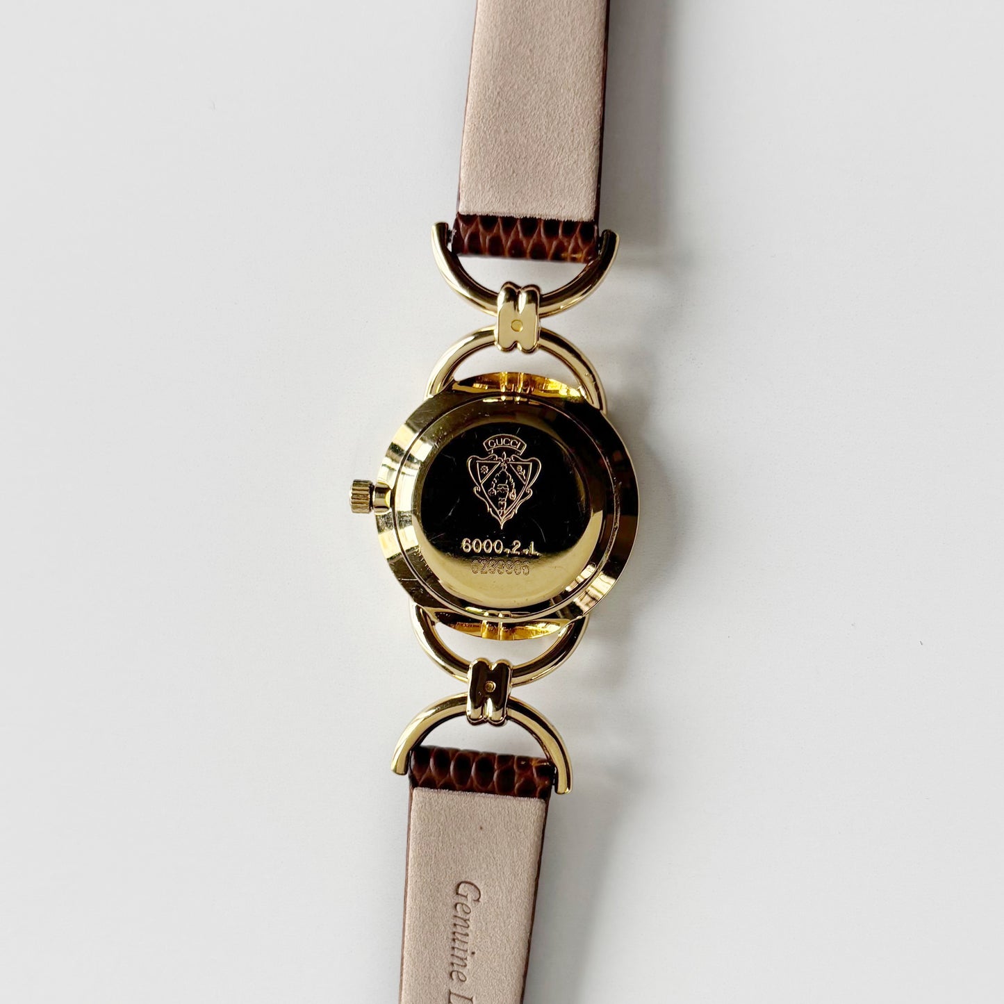 Gucci 1990s Seashell Dial Gold Plated Horsebit Gold Plated Watch