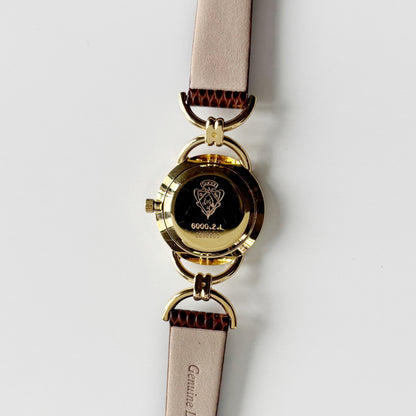 Gucci 1990s Seashell Dial Gold Plated Horsebit Gold Plated Watch