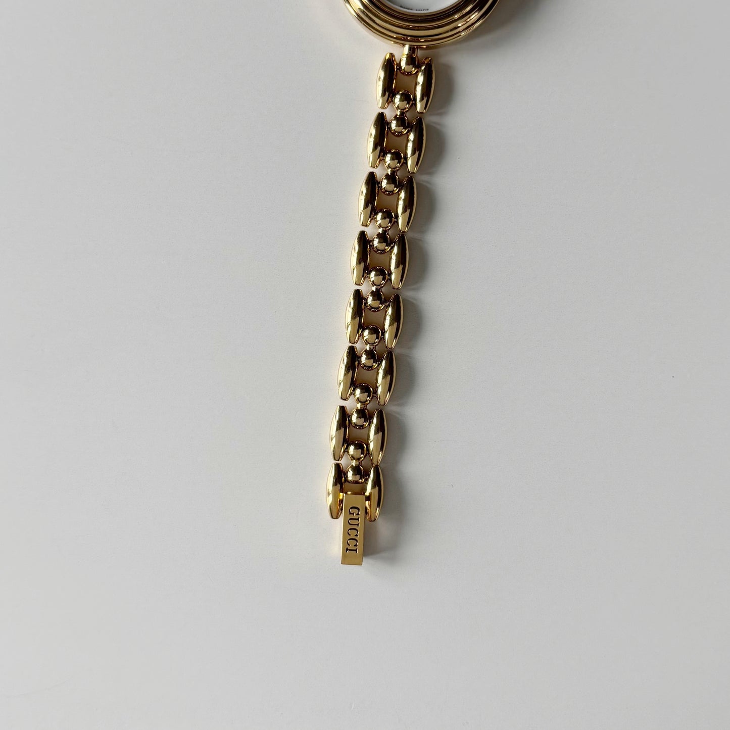 Gucci 1990s Interchangeable Bezel Gold Plated Rice Chain Watch with 6 bezels, case (160mm)