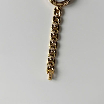 Gucci 1990s Interchangeable Bezel Gold Plated Rice Chain Watch with 6 bezels, case (160mm)